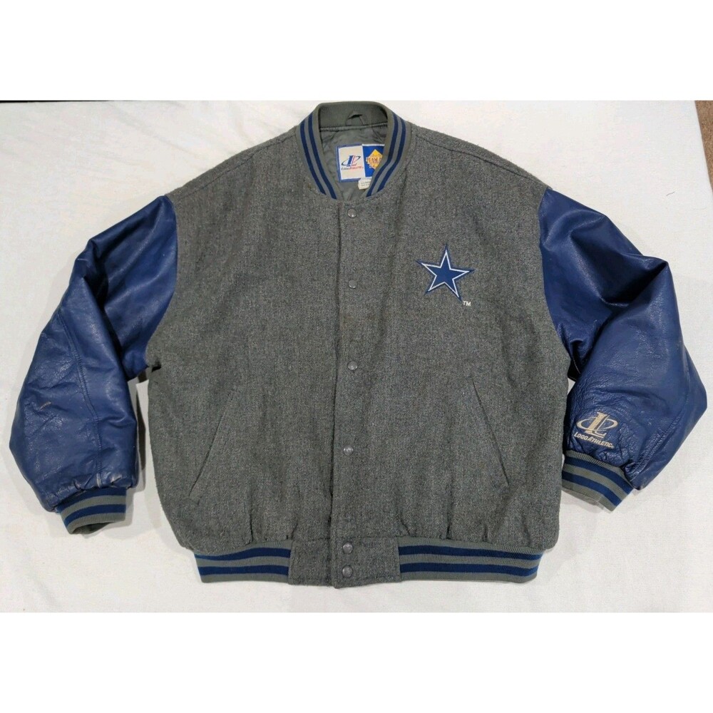 Vintage Dallas Cowboys Varsity Jacket Logo Athletic Wool Leather NFL Adult XL